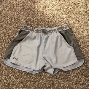 Light blue and gray under armour shorts